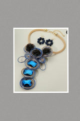 Tear Drop Necklace and Earrings (Blue)
