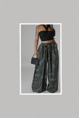 Flowy Camo Wide Leg Pants w/ Side Pockets