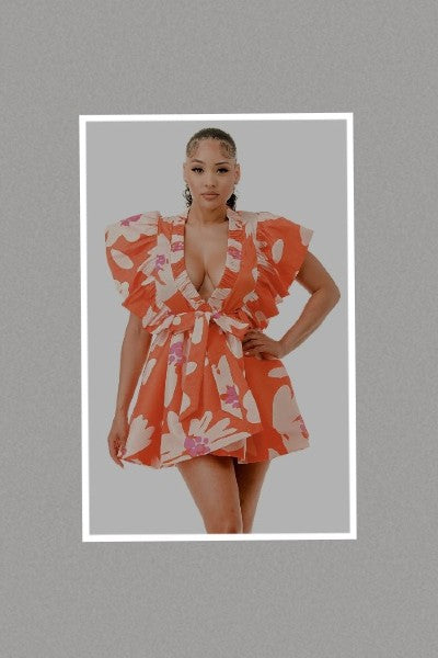 Ruffle Wrap Dress/Top (Orange) – Selina's Closet