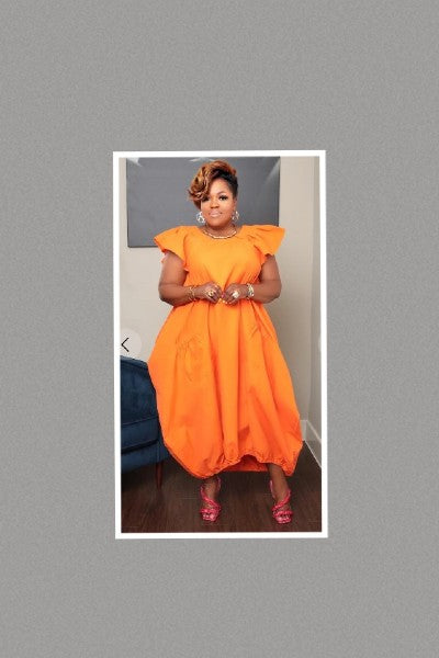 Breezy Long Bubble Dress (Orange- One Size)