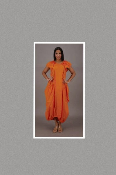 Breezy Long Bubble Dress (Orange- One Size)