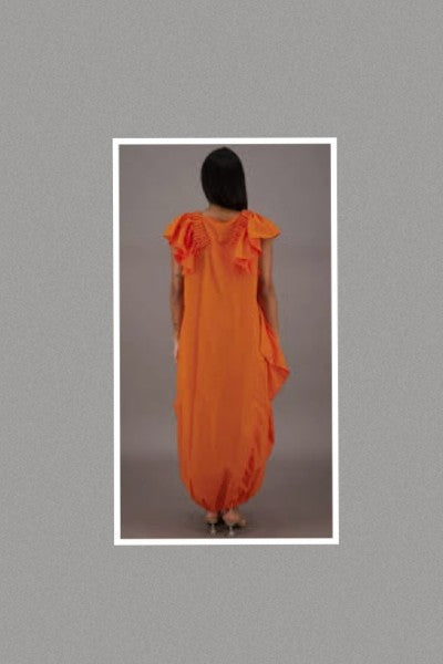Breezy Long Bubble Dress (Orange- One Size)