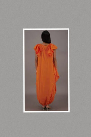 Breezy Long Bubble Dress (Orange) One Size Fits up to 3X