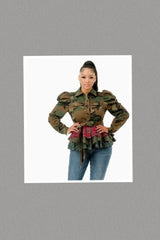 Plus Size Camo Contrast Plaid Remix Jacket/Top