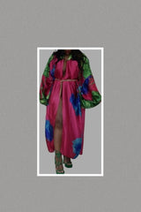 Satin Open Front Kimono (Rose Red) Extended Sizes