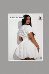 Plus Size Sexy Party Bubble Short Sleeve Dress