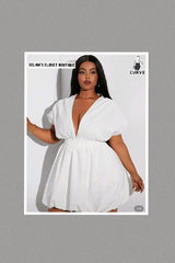 Plus Size Sexy Party Bubble Short Sleeve Dress