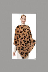 Bold Leopard Print Fluffy Faux Fur Pullover Poncho
