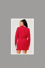 Plus Size Red Denim Mix Blazer