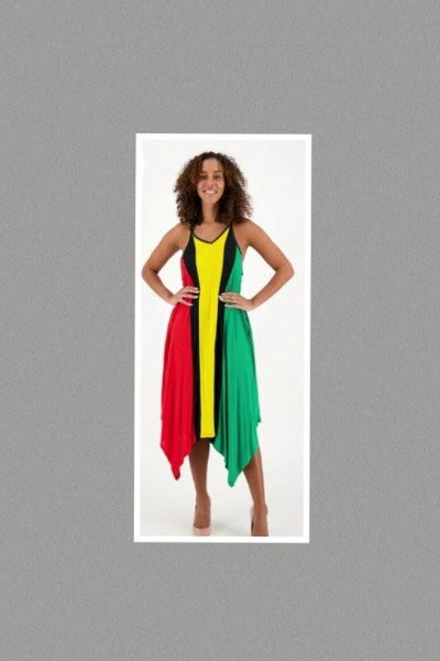 Juneteenth Adjustable Strap V-Neck Rasta Dress