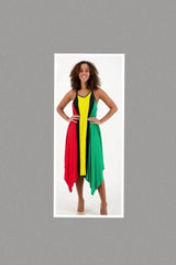 Juneteenth Adjustable Strap V-Neck Rasta Dress - One Size Fits Most