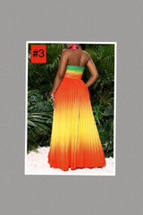 Sleeveless Pleated Strapless Wide Leg Long Jumpsuit