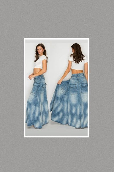 2 n 1 Detachable Skirt High Rise Vintage Blue Covered Straight Jeans
