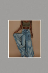 2 n 1 Detachable Skirt High Rise Vintage Blue Covered Straight Jeans