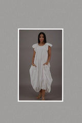 Breezy Long Bubble Dress (White- One Size)