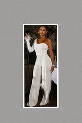 Babe Back One Shoulder Jumpsuit (Off White)