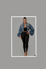 Denim Lux Zebra Print Faux Fur Jacket