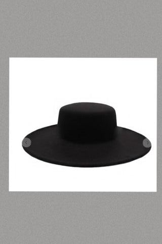 Flat Top Boater Felt Hat Brim (Black)