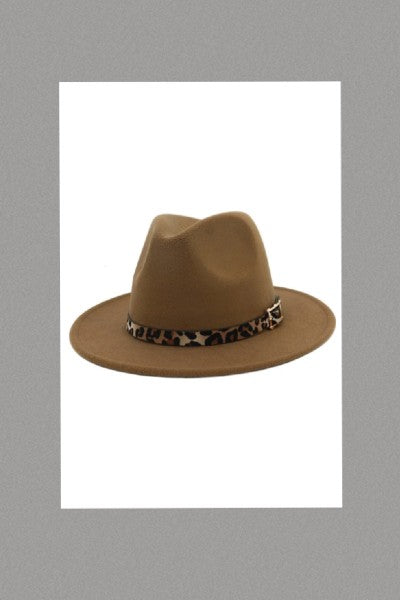 Boss Lady Leopard Belt Brim Hat (Khaki)