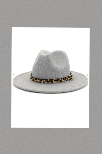 Gray Leopard Brim Hat