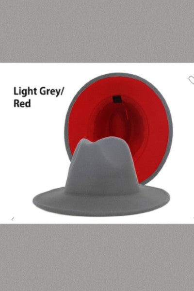Unisex Red Bottom Light Grey Fedora Hat