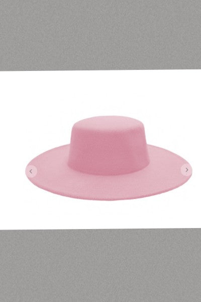 Flat Top Boater Felt Hat Brim (Pink)