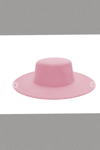 Flat Top Boater Felt Hat Brim (Pink)