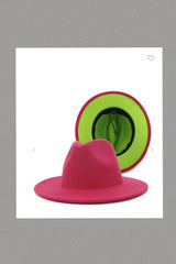 Unisex Light Green Bottom Pink Fedora Hat