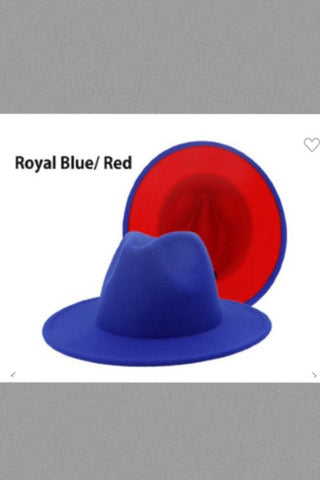 Unisex Red Bottom Royal Blue Fedora Hat