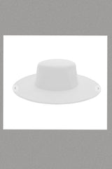 Flat Top Boater Felt Hat Brim (White)